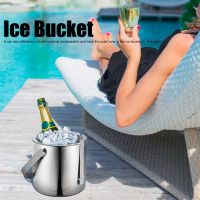 1300ml Ice Bucket Container with Lid Strainer Ice Tong 304 Stainless Steel for Home Bar