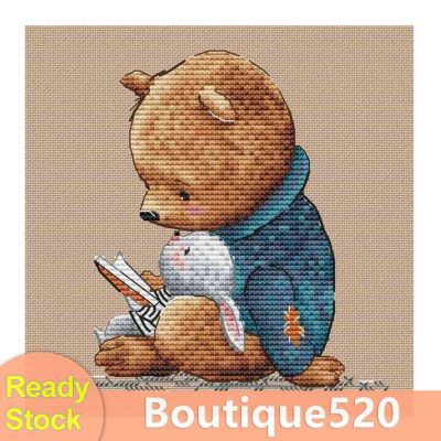✥ ♚พร้อมส่ง♚11ct ชุดปักครอสสติตช์ พิมพ์ลายหมี กระต่าย สําหรับตกแต่งผนัง [boutique520.th]