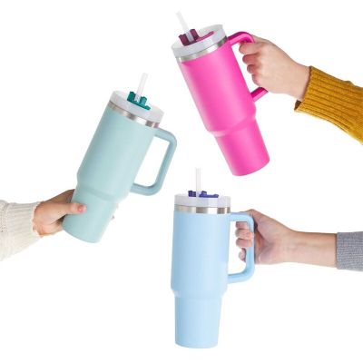 40Oz Thermos Stainless Steel Vacuum Flasks Straw Cup With Handle Ice Tea Large Capacity Car Water Bottle Coffee MugTH