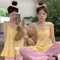 พร้อมส่ง ??? Sweety yellow tops เดรสสายเดี่ยวสีเหลืองลายสวยมาก (IN38057)