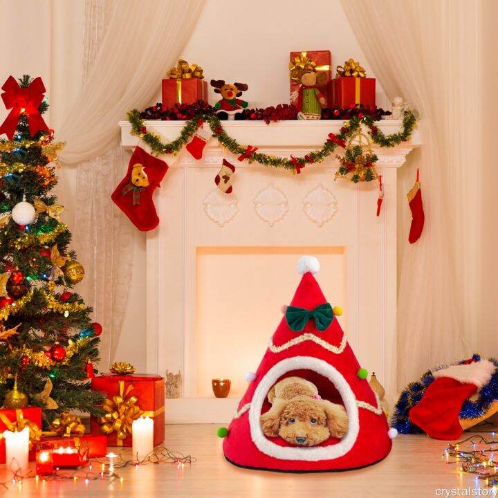 home-kennel-cat-bed-house-pet-nest-durable-cone-autumn-winter-warm-christmas-tree-shape-xmas-decoration-dog-tent