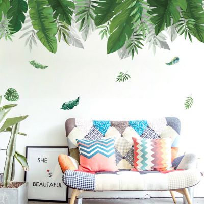 wallpaper sticker for wall wallpaper dinding wallpaper sticker for wall wallpaper XUNJIE Background Bedroom Rainforest Self Adhesive Removable Green Leaf Home Decoration Wall Sticker Mural Decals