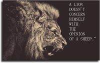 คำคมแรงบันดาลใจ-สิงโตไม่สนใจตัวเองด้วยความคิดเห็นของศิลปะแกะโปสเตอร์ประดับภาพศิลปะบนผนังห้องน้ำสำนักงานบ้านศิลปะอุปกรณ์ตกแต่งห้องนอนของขวัญพิมพ์ลายผู้ชายผู้หญิง