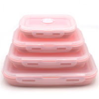 4pcsset Silicone Rectangle Lunch Box Collapsible Bento Box Folding Food Container Bowl 3005008001200ml for Dinnerware