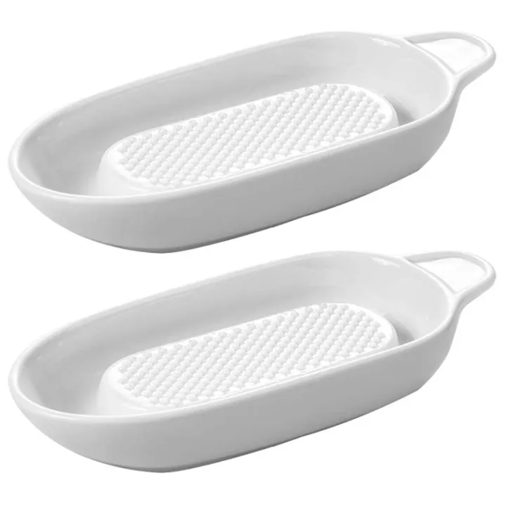 2X Porcelain Grater Plate for Ginger, Garlic and Onion for Kitchen, for
