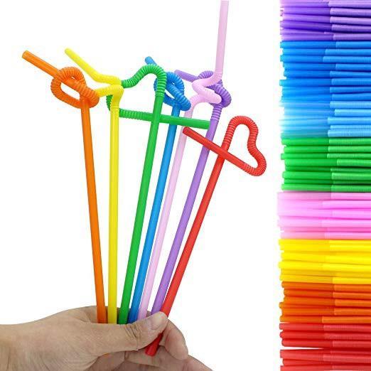 100Pcs 10.3 inch Colorful Extra Long Flexible Drinking Straws