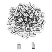 100pcs 1.8mm in hole Stainless Steel Cord Ends with Mental End Caps Glue in Barrel End Caps Barrel Rope Head Cap Used for Kumihimo Jewelry Making