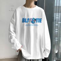 oversize เสื้อแบรนด์แฟชั่นด้านในสีขาวแขนยาวซับใน T เสื้อคอกลมสีทึบฤดูใบไม้ผลิฤดูใบไม้ร่วงหลวมผู้ชายลำลอง