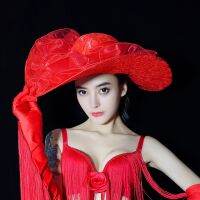 ▣ Miserpin lace big brim hat night show ds performance accessories female singer jewelry hat nightclub stage hat 7033