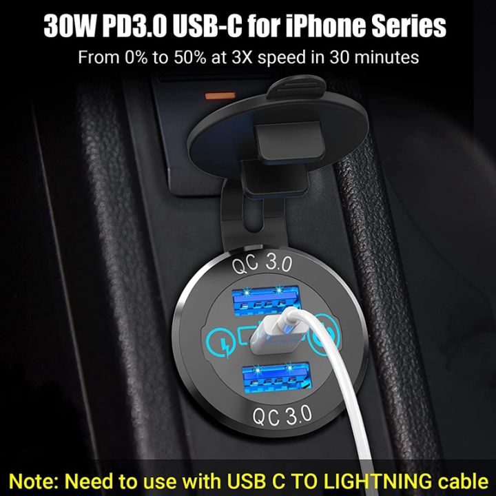 qc-3-0-pd3-0-triple-usb-car-charger-12v-24v-60w-usb-c-multiple-fast-charger-with-switch-for-boat-truck-rv-motorcycle