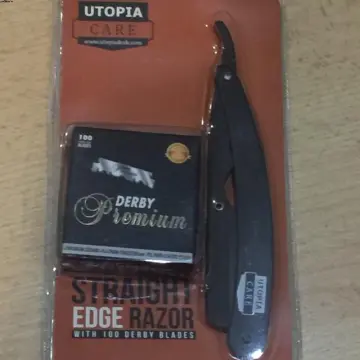 Utopia Care Professional Barber Straight Edge Shaving Razor 100 Derby  Blades