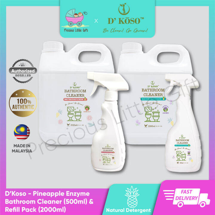 D'Koso Pineapple Enzyme Bathroom Cleaner (500ml) OR Refill Pack (2000ml