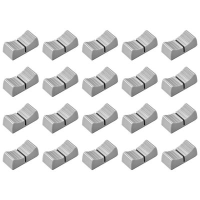 Hot AD-20Pcs 24Mmx11mmx10mm Console Mixer Slider Fader Knobs Replacement For Potentiometer Gray Knob Black Mark