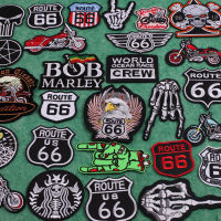 Punk Patches for Clothes ROUTE 66 Motorcycle Eagle Wings Rock Patches for Clothes Iron on Transfers for Clothing Sewing Basges Fashion Accessories