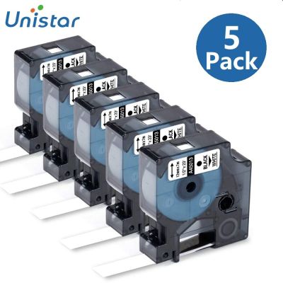 5Pack 45013 Compatible for D1 Label Tapes 12mm Black on White Suitable for DYMO LabelManager Printer 160 210 Label Maker 100H