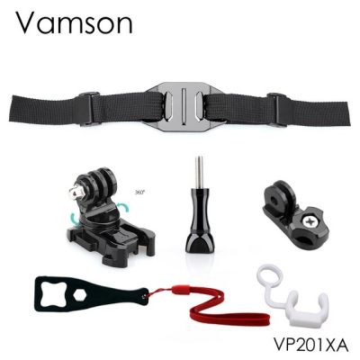 Vamson สำหรับ Go Pro ฮีโร่7/6/5/8จักรยานปรับได้อะแดปเตอร์ยึดเข็มขัดรัดหัวสายรัดหมวกนิรภัยสำหรับ Xiaomi Yi 4K Osmo Vp201x แอคชั่น