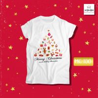 เสื้อยืดผ้าฝ้ายเสื้อยืดผ้าฝ้าย เสื้อยืดคริสต์มาส เสื้อคริสต์มาส Christmas &amp; Happy new year (MC100)