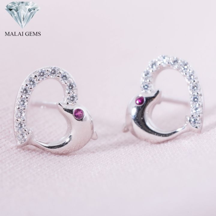 malai-gems-ต่างหูเพชร-เงินแท้-silver-925-เพชรสวิส-cz-เคลือบทองคำขาว-รุ่น-075-1ea93024-แถมกล่อง-ต่างหูcz-ต่างหูเงินแท้