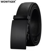 เข็มขัดสำหรับผู้ชาย WOWTIGER เข็มขัดหัวเข็มขัดอัตโนมัติหนังหรูสำหรับนักออกแบบแฟชั่นผู้ชายเข็มขัดหัวเข็มขัดอัลลอยธุรกิจชายสำหรับผู้ชาย