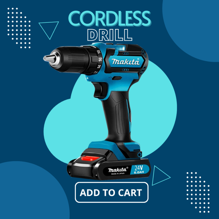 Cordless drill 24V lithiumIon 2gear max drill/driver Battery