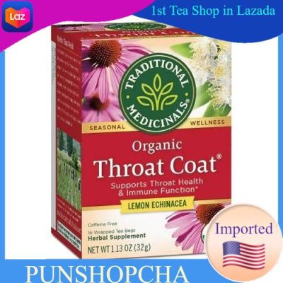 Traditional MedicinalsOrganic Throat Coat® Herbal Tea Lemon Echinacea 16 Tea Bags💚พร้อมส่ง💜