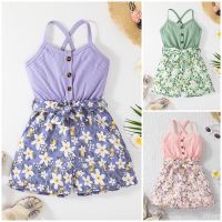 COD ▤♂ The Outline Shop27dgsd6gfd Baju Kids Girl Clothing Murah Romper 4 - 7 Tahun Suspender Floral Casual Fashion Sleeveless Jumpsuit