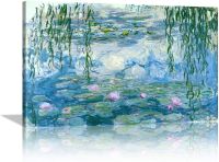 ศิลปะภาพพิมพ์ติดผนังดอกไม้ดอกบัวโดย Claude Monet ภาพวาดที่มีชื่อเสียงดอกไม้สำหรับตกแต่งบ้านทันสมัยห้องครัวห้องนอนห้องน้ำงานศิลปะ Giclee ภาพภูมิทัศน์คลาสสิก