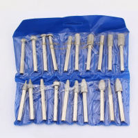 20Pcs หัวเจียรเพชรเคลือบโรตารี่ Die Grinder จุด Burrs ชุด Burr Bit 6Mm Shank Grit 120หินเครื่องมือ