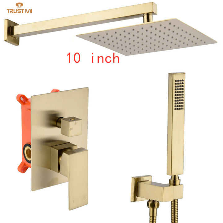 rain-shower-faucet-system-set-bathroom-bath-mixer-tap-10-12-rainfall-head-diverter-brass-black-valve-handheld-spray-wall-arm