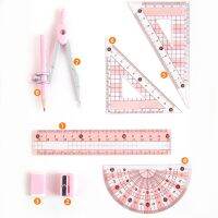 OOTDTY Portable Math Drawing Kit Multi-purpose Compasses Protractor Kit Box Storaged for students Children Math Drafting Tool