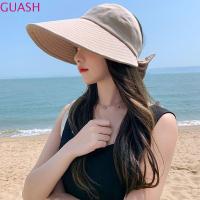 GUASH อุปกรณ์เสริมสำหรับฤดูร้อน คลุมหน้า สำหรับผู้หญิง ชายคาใหญ่ หมวกชาวประมงหมวก หมวกแก็ป หมวกบังแดดที่ว่างเปล่า หมวกป้องกันแสงแดด