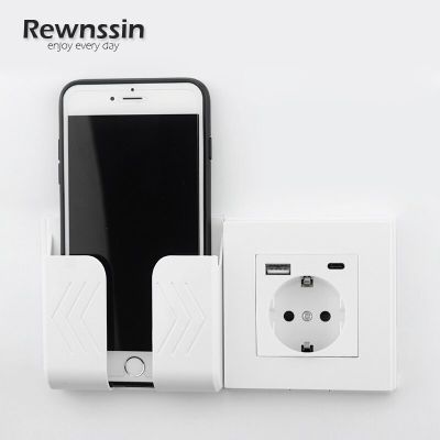 Rewnssin Wall Type C Power Outlet 86*86MM Wall Socket With Usb Phone Charging Port White PC Panel Outlets  EU Bedroom Sockets