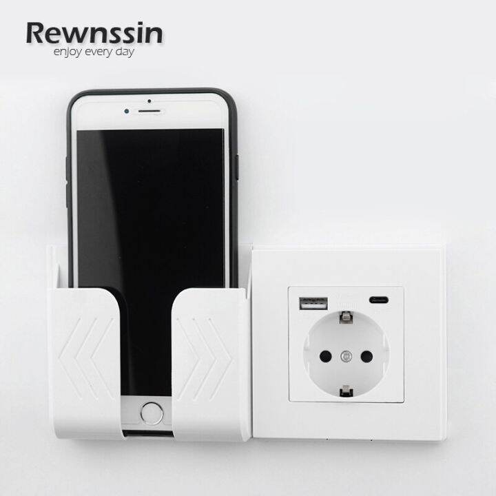 rewnssin-wall-type-c-power-outlet-86-86mm-wall-socket-with-usb-phone-charging-port-white-pc-panel-outlets-eu-bedroom-sockets