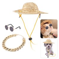 Fashion Pet Straw Hat Pet Collar Cat Pets