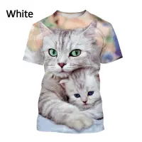 (in stock) New Cat 3D Mens Short Sleeve T-shirt Fashion Leisure Cute Animal Cat Print Original Night Style Short Sleeve Top (free nick name and logo)