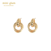 Miniglam Megan Round Layer Gold Metal Earrings ต่างหูห่วงเลเยอร์เมทัลลิคสีทอง