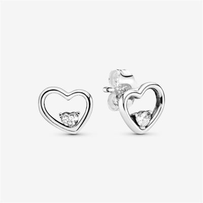Loveright Snowflake Heart Stud Earrings 925 Sterling Silver Piercing Ear Pan-Style Earrings For Women Wedding Party JewelryTH