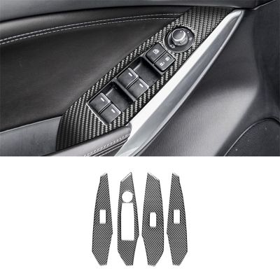 For MAZDA 3 Axela 2017 2018 LHD Soft Carbon Fiber Window Lift Switch Button Cover Trim Frame Sticker Spare Parts Accessories