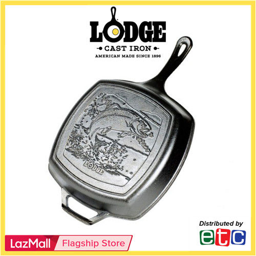 Lodge Wildlife Series Square Cast Iron Fish Grill Pan - 10.5in
