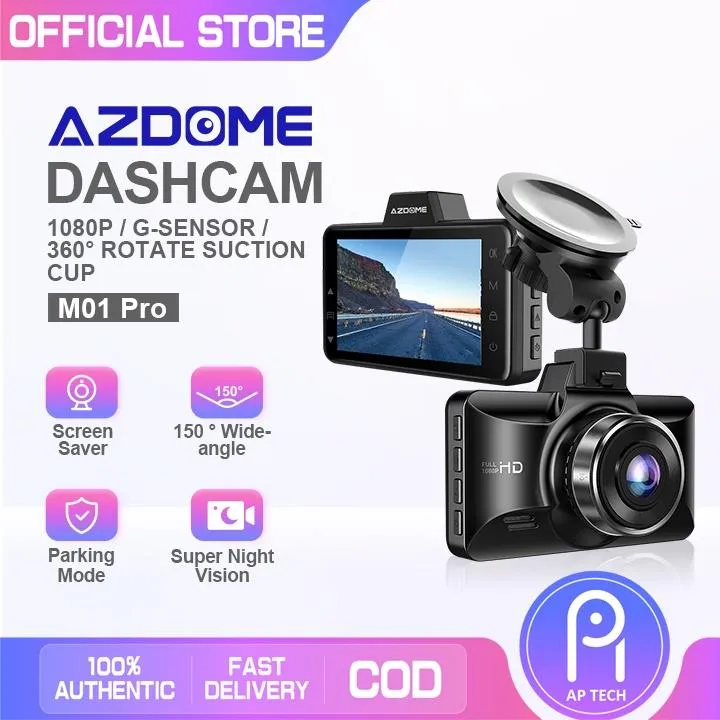Azdome M01 PRO Car DVR FHD 1080P Dash Cam 3 Inch Screen Driving