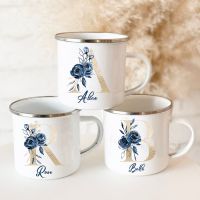 hotx【DT】 Custom Mugs Personalized Enamel Cup with Initial Name Birthday Day Wedding Engagement for Bridesmaid Mug