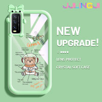 Jlingji เคสสำหรับ VIVO Y20 Y20i Y20s Y12s Y20 2021 Y11s Y12A Y20T Y20S M Y20S เคสการ์ตูนนาซ่านักบินอวกาศหมีลวดลายน่ารักเคสนิ่มซิลิโคนหนาเคสกันกระแทกทนทานต่อการหล่นและเคสโทรศัพท์แบบใสทนทานต่อการสึกหรอ