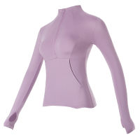 Women Stand Collar Sports Gym Yoga Shirts Half Zipper Long Sleeve Sportswear Tops Fitness Training Jogging Workout Sweatshirts