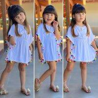 【cw】 0-5Y Toddler Kids Baby Swimwear Tassel Print Cover Up Beachwear Sundress ！