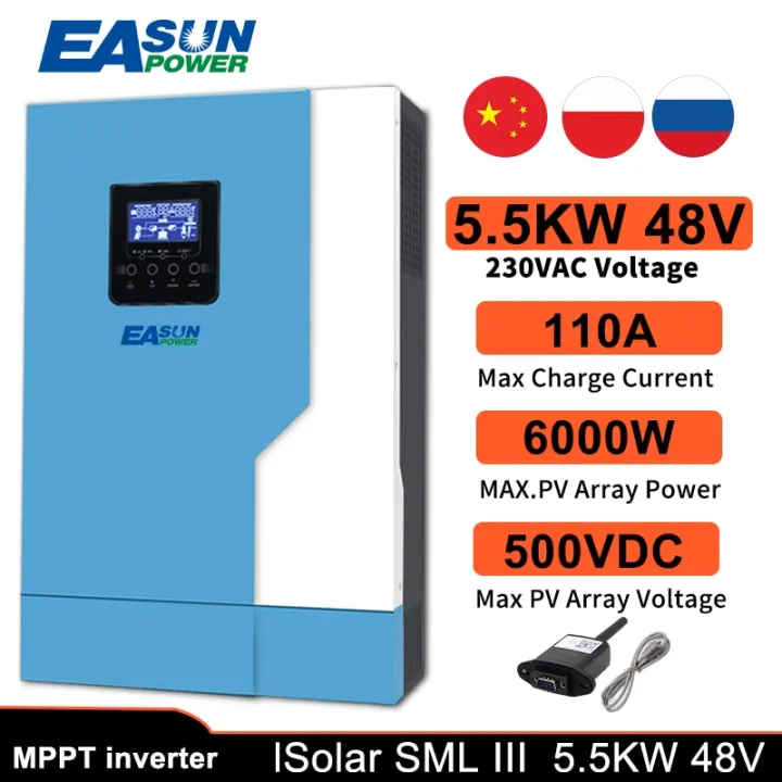 1 Easun Power 5500w Hybrid Solar Inverter 110a Mppt Pure Sine Wave