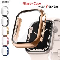 Glass+cover For Apple Watch Case 44mm 40mm 45mm 41mm 42mm 38mm Accessories Plated Screen Protector iWatch series 8 6 5 4 3 se 7