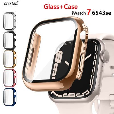 Glass+cover For Apple Watch Case 44mm 40mm 45mm 41mm 42mm 38mm Accessories Plated Screen Protector iWatch series 8 6 5 4 3 se 7 Nails  Screws Fastener