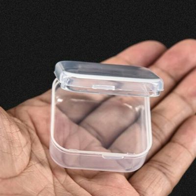 50pcs Mini Clear Plastic Square Boxes Small Box Jewelry Earing Earplugs Container Storage Earplugs Trinkets Small Rubber Bands