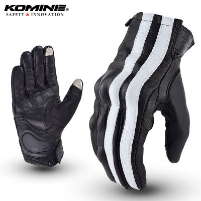 ถุงมือรถจักรยานยนต์หนังแท้สำหรับ Komine GK ถุงมือขี่มอเตอร์ไบค์สัมผัสหน้าจอ119นิ้วเต็มถุงมือ Moto ป้องกันการตก