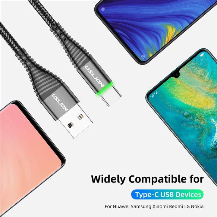 สาย-usb-usb-type-c-3a-3a-สายชาร์จเร็ว-type-c-สำหรับ-samsung-xiaomi-มือถือหัวเหว่ยที่ชาร์จแบตเตอรี่โทรศัพท์สายไฟ-led